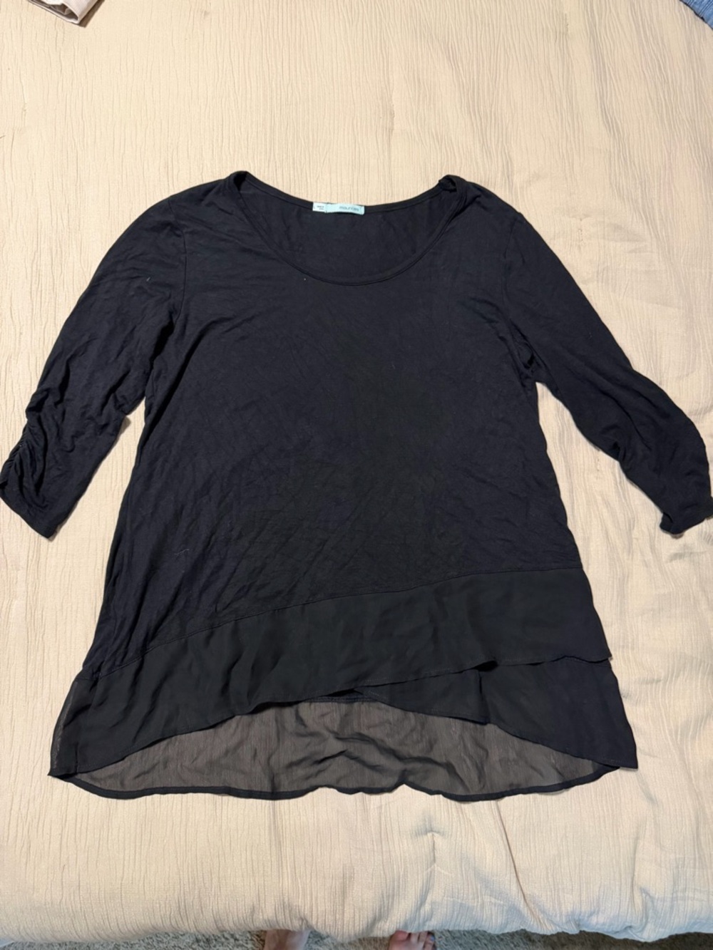 Maurices Black Women's Layered Hem Scoop Neck Top